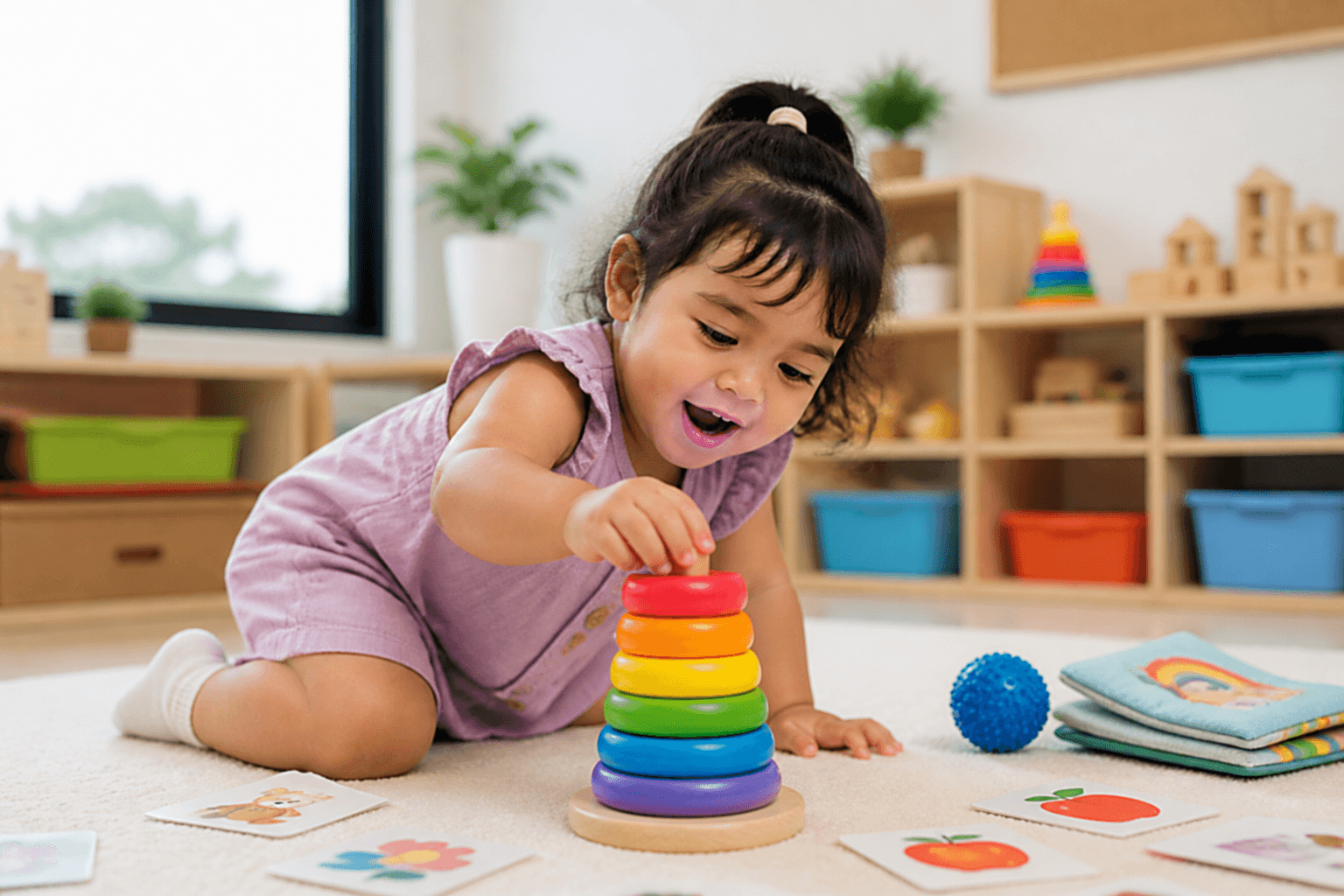 Early intervention learning activity with a toddler